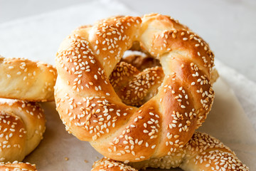 Lush yeast bagels with sesame seeds