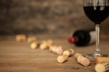 Wine corks on blurred background