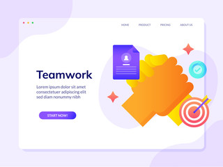 Teamwork Website Lading Page Vector Design Template