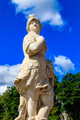 Symbolic marble statue Warrior Valor in Catherine park at Tsarskoye Selo in Pushkin, Russia