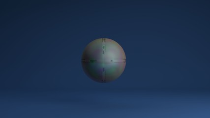 3D illustration of a ball in a dark Studio with reflections. Abstract image in a futuristic style for the background image of the desktop and Wallpapers. 3D rendering