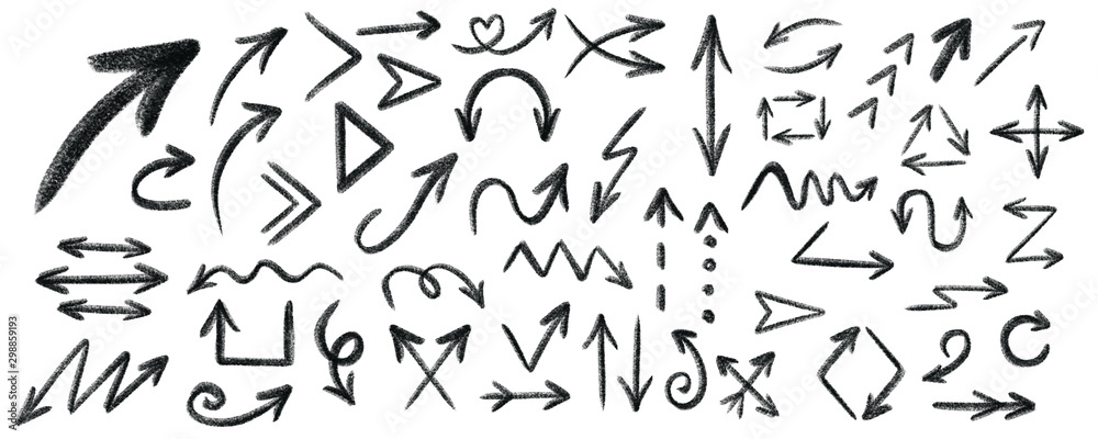 Wall mural arrow grunge vector set. arrow texture vector set. arrow chalk vector set.