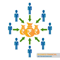 Crowd funding concept with Indian Rupee, Financial concept background, Crowd Funding Money. vector illustration