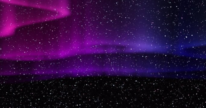 Seamless video loop - beautiful aurora light phenomenon in a clear night sky with twinkling stars - digitally generated video - ProRes