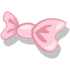 Pink bow icon. Vector cartoon illustration isolated on white background.
