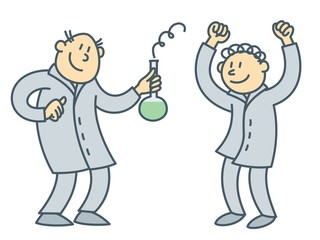 Isolated vector illustration, scientist characters