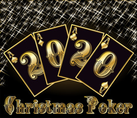 Christmas poker new 2020 year background, vector illustration
