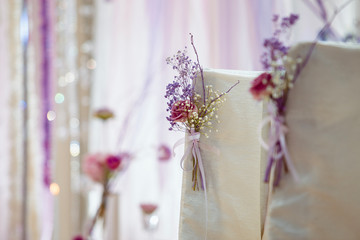 Fresh flowers in a wedding decoration.