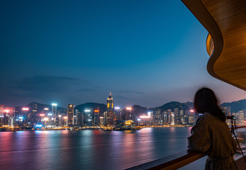 Fototapeta na wymiar Deluxe Hong Kong Victoria Harbor Night View