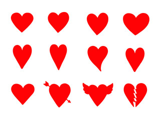 Set of hand drawn heart. Handdrawn hearts isolated on white background. Vector illustration for your graphic design