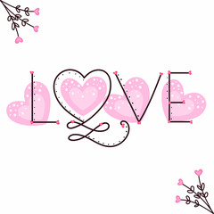 Heart love infinity vector. Decoration letters with flowers. Illustration heart