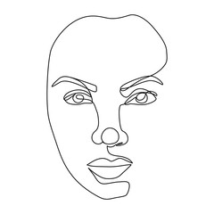 Continuous line vector drawing. Face silhouette. Abstract portrait.
