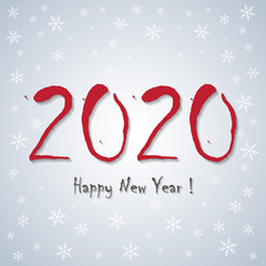 Happy New Year!  2020 - greeting card, banner and background - white snowflakes design