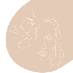 Continuous line vector drawing. Face silhouette. Abstract portrait.