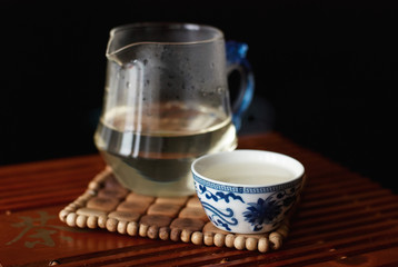 Chinese green tea in a glass Cup