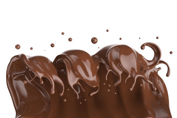 Chocolate or Cocoa splash, Abstract background, 3D illustration.