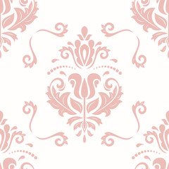 Classic seamless vector light pink pattern. Damask orient ornament. Classic vintage background. Orient ornament for fabric, wallpaper and packaging