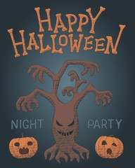 Hand drawn spooky tree vector for Halloween party