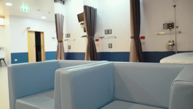 Waiting point for patients in the hospital Of relatives who are waiting Doctor check up The chair is empty