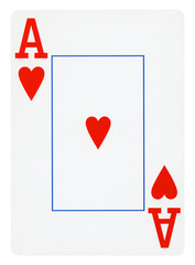 Obraz premium Ace of Hearts isolated on white (clipping path included)