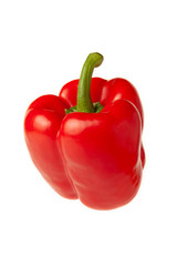 Red juicy paprika isolated on white background.