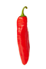 Red hot chili pepper isolated on white background.