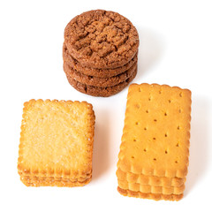 Coco Chip cookie isolated on white background, homemade crunchy coco cookies.