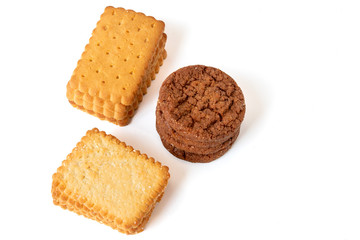 Coco Chip cookie isolated on white background, homemade crunchy coco cookies.