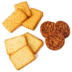 Coco Chip cookie isolated on white background, homemade crunchy coco cookies.