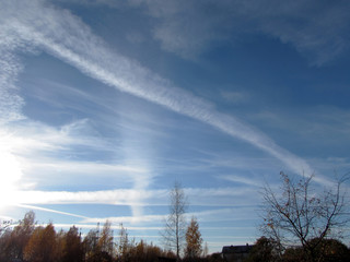 Cloudy sky in the fall.
