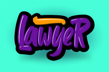 Lawyer hand drawn modern brush lettering text. Vector illustration of business logo for webpage, print and advertising.
