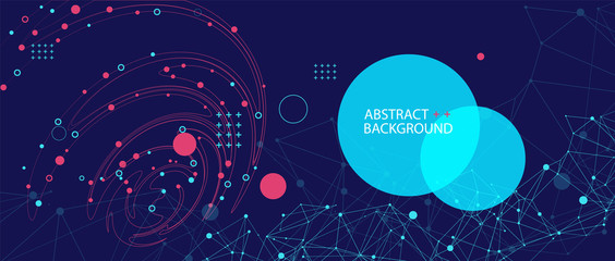 Template for science and technology presentation. Plexus style background.