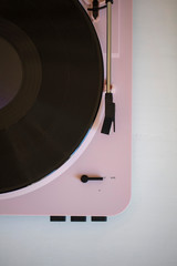 Vintage music record player with a vinyl record