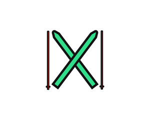 simple icon vector with skis shape