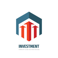 Fototapeta premium Investment concept logo template design. Development business strategy sign. Solution symbol. Vector illustration.