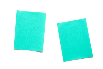 Empty paper sheet with blue-green texture and on white background surface. Copy space for add text or art work designs.