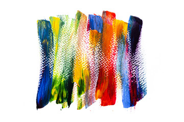 Fototapeta premium Creative abstract hand drawn acrylic painting on canvas with brush strokes. Colorful splashing in the paper. It is wet texture background. Shape for text,creative wallpaper or design art work.