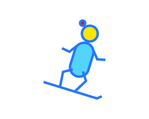 simple icon vector with shape of man snowboarding