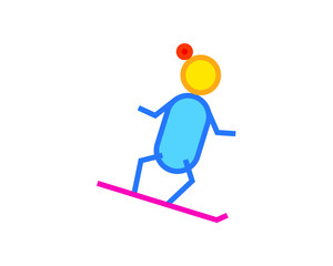 simple icon vector with shape of man snowboarding