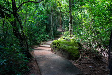 タイとカンボジアの国境の遺跡プラサートタクラベイのタイ側の入り口の道
