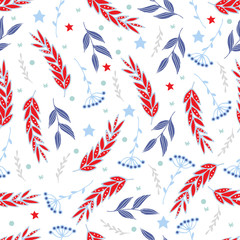 Vector Seamless Christmas and New Year`s pattern. Winter and Christmas elements. Wrap for gifts. Vector illustration. Doodle style.
