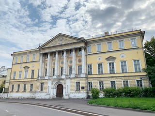 Fototapeta na wymiar Moscow, Demidov's estate of 18 century in Gorokhovsky lane, 4 in the summer in cloudy day