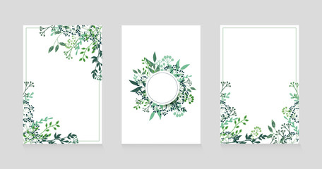 Vector floral  cover for your design. Banner with a simple natural elements. Flyers. Еlegant invitation.