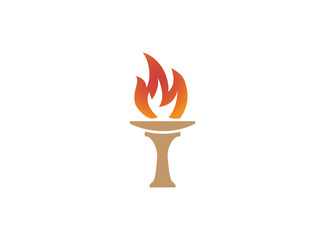 torch and flame symbol fire for logo design illustration on white background
