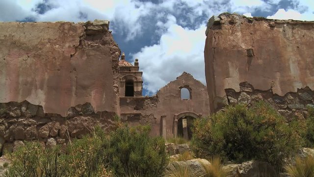 Historical ancient ruined catholic church in Bolivia