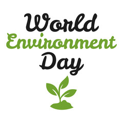 Fototapeta premium Badge for World Environment Day. Stylish text isolated on white background.