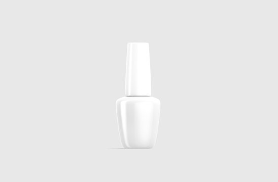 Blank White Nail Polish Bottle Mockup, Isolated On Gray Background