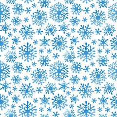 Christmas seamless doodle pattern with snowflakes