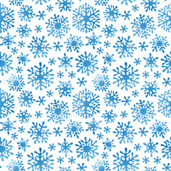 Christmas seamless doodle pattern with snowflakes