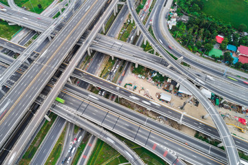 Naklejka premium Intersection city road look down view with car and vehicle movement